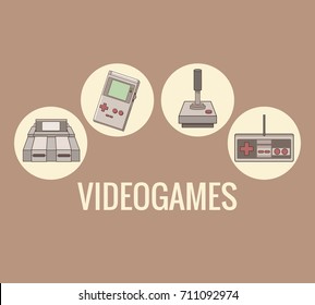 Classic videogames and console icons