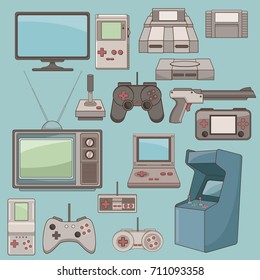 Classic videogames and console icons