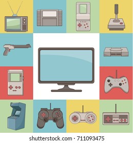 Classic videogames and console icons