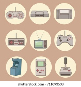 Classic videogames and console icons