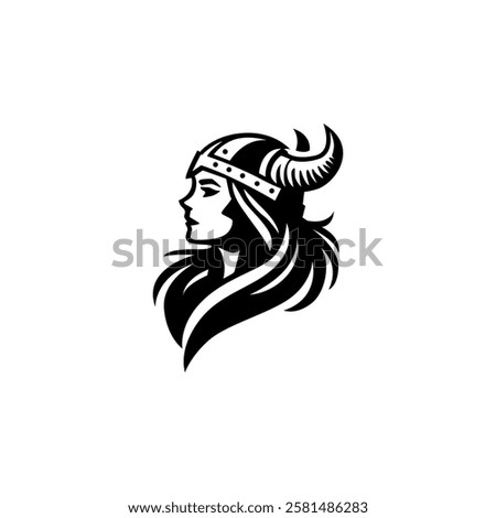 Classic Viking Woman With Helmet Logo Design