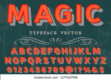 Classic vintage 3d font decorative font label design named vintage magic