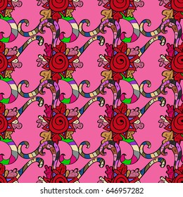 Classic vintage background. Colorful pattern on blue background with colorful elements. Seamless classic vector colorful pattern. Traditional orient ornament.