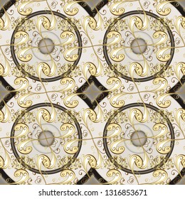 Classic vintage background. Damask orient ornament. Orient beige and gray ornament for fabric, wallpaper and packaging. Fantasy nice illustration. Classic seamless vector pattern.