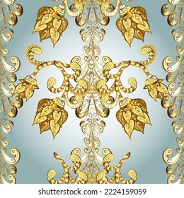 Fondo clásico vintage. Patrón dorado sobre los colores amarillo, marrón y neutro con elementos dorados. Ornamento tradicional. Patrón de oro vectorial clásico sin brillo.