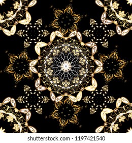 Classic vintage background. Ornamental classic vector yellow, brown and beige and golden pattern. Traditional orient ornament.