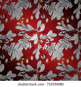 Classic vintage background. Ornamental classic vector golden pattern. Traditional orient ornament. Golden pattern on gray, red and brown colors with golden elements.