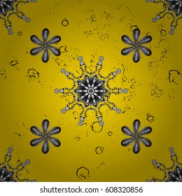 Classic vintage background. Pattern on yellow background with golden elements. Classic vector golden pattern. Traditional orient ornament.