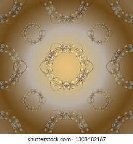 Classic vintage background. Seamless pattern on orange and beige colors with golden elements. Classic vector golden seamless pattern. Traditional orient ornament.