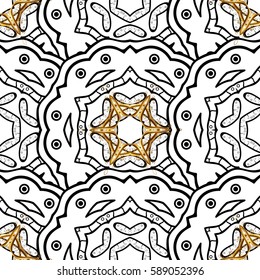 Classic vintage background. Seamless pattern on blue background with white elements. Classic vector white seamless pattern. Traditional orient ornament.