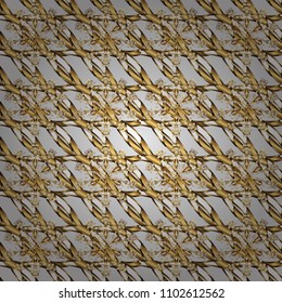 Classic vintage background. Seamless classic vector gray, brown and beige and golden pattern. Traditional orient ornament.