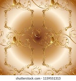 Classic vintage background. Seamless classic vector beige, brown and neutral and golden pattern. Traditional orient ornament.
