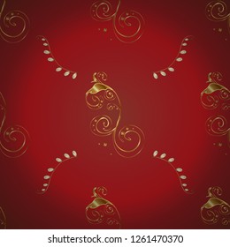 Classic vintage background. Seamless classic vector brown and red and golden pattern. Traditional orient ornament.