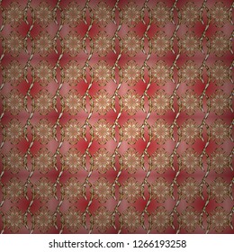 Classic vintage background. Seamless classic vector neutral and pink and golden pattern. Traditional orient ornament.