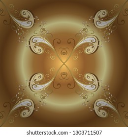 Classic vintage background. Seamless classic vector golden pattern. Traditional orient ornament. Seamless pattern on beige and brown colors with golden elements.