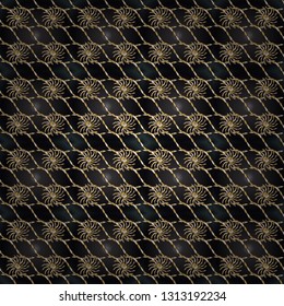 Classic vintage background. Seamless classic vector golden pattern. Vector illustration. Seamless pattern on gray and black colors with golden elements. Traditional orient ornament.