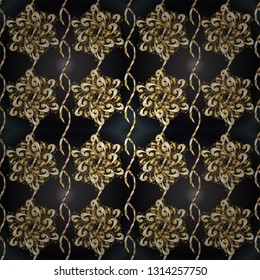 Classic vintage background. Seamless classic vector beige and gray and golden pattern. Traditional orient ornament.