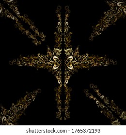Classic vintage background. Seamless classic vector brown and black and golden pattern. Traditional orient ornament.