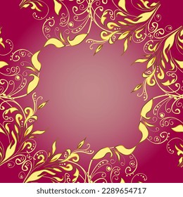 Classic vintage background. Seamless classic vector golden pattern. Traditional orient ornament. Seamless pattern on pink, purple and yellow colors with golden elements.