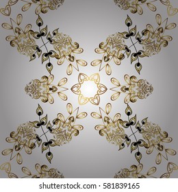 Classic vintage background. Seamless classic vector golden pattern. Traditional orient ornament. Seamless pattern on white background with golden elements.