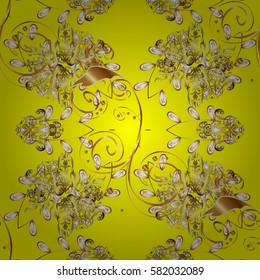 Classic vintage background. Seamless classic vector yellow and golden pattern. Traditional orient ornament.