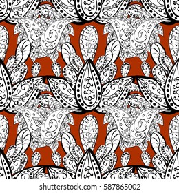 Classic vintage background. Seamless classic vector brown and white pattern. Traditional orient ornament.
