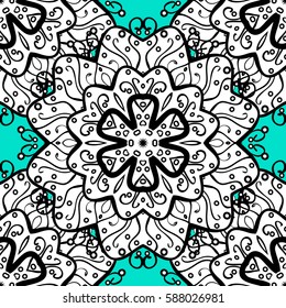 Classic vintage background. Seamless classic vector blue and white pattern. Traditional orient ornament.