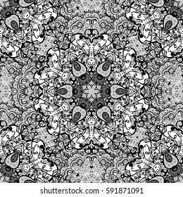 Classic vintage background. Seamless classic vector and white pattern. Traditional orient ornament.