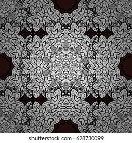 Classic vintage background. Seamless classic vector white pattern. Traditional orient ornament. White pattern on brown background with white elements.