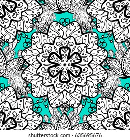 Classic vintage background. Seamless classic vector white pattern. Seamless pattern on blue background with white elements. Vector illustration. Traditional orient ornament.