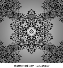 Classic vintage background. Seamless classic vector gray and white pattern. Traditional orient ornament.