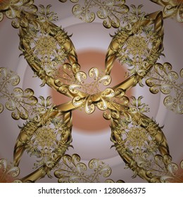 Classic vintage background. Classic vector golden seamless pattern. Traditional orient ornament. Seamless pattern on neutral and beige colors with golden elements.