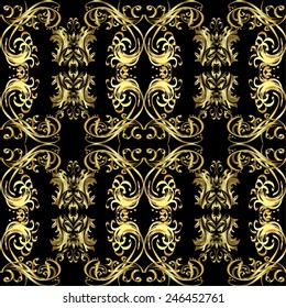 Classic vintage background. Classic vector golden seamless pattern. Traditional orient ornament. Seamless pattern on colors with golden elements.