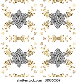 Classic vintage background. Classic vector golden pattern. Traditional orient ornament. Golden pattern on white background with golden elements.