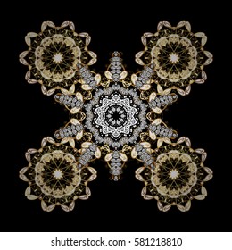 Classic vintage background. Classic vector golden pattern. Traditional orient ornament. Golden pattern on black background with golden elements.