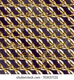Classic vintage background. Classic vector golden seamless pattern. Traditional orient ornament. Seamless pattern on lilac and purple background with golden elements.