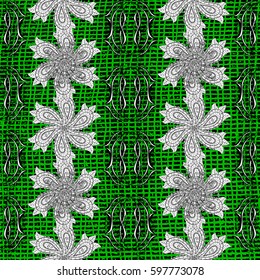 Classic vintage background. Classic vector green pattern. Traditional orient ornament.