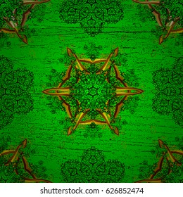 Classic vintage background. Classic vector green and golden pattern. Traditional orient ornament.