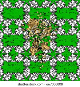 Classic vintage background. Classic vector green and white and white pattern. Traditional orient ornament.