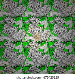 Classic vintage background. Classic vector green and white and white pattern. Traditional orient ornament.