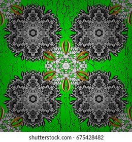 Classic vintage background. Classic vector green and white and white pattern. Traditional orient ornament.