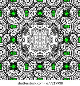 Classic vintage background. Classic vector green and white and white pattern. Traditional orient ornament.