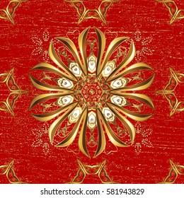 Classic vintage background. Classic vector red and golden pattern. Traditional orient ornament.