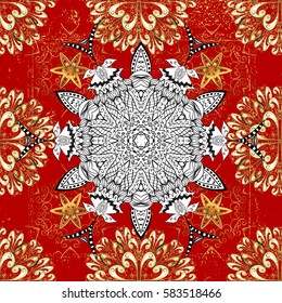 Classic vintage background. Classic vector red and golden pattern. Traditional orient ornament.
