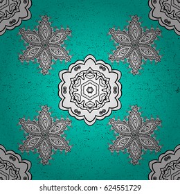 Classic vintage background. Classic vector white pattern. Traditional orient ornament. Pattern on blue background with white elements.