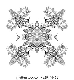 Classic vintage background. Classic vector white and white pattern. Traditional orient ornament with white doodles.