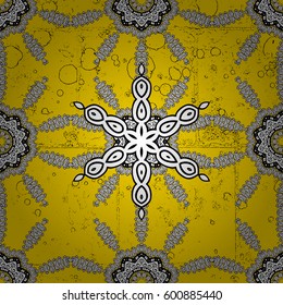 Classic vintage background. Classic vector yellow and white pattern. Traditional orient ornament.