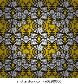 Classic vintage background. Classic vector yellow and white pattern. Traditional orient ornament.