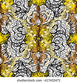 Classic vintage background. Classic vector yellow and golden pattern. Traditional orient ornament.