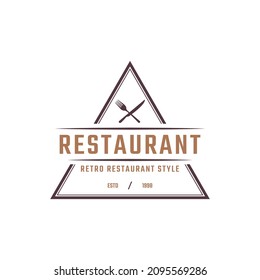 Classic Vintage Badge Crossed Spoon Fork Knife Rustic Vintage Retro for Kitchen Food Menu Dish Restaurant Logo Design Inspiration